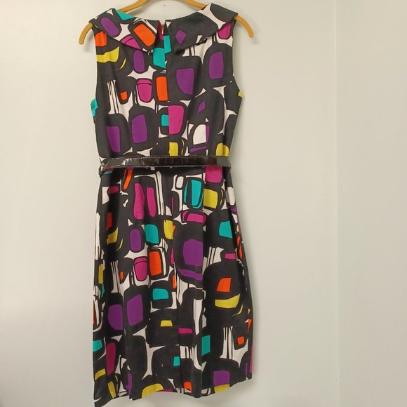 Madison Leigh Abstract Sleeveless Cotton Dress, Size 10P - Picture 4 of 8